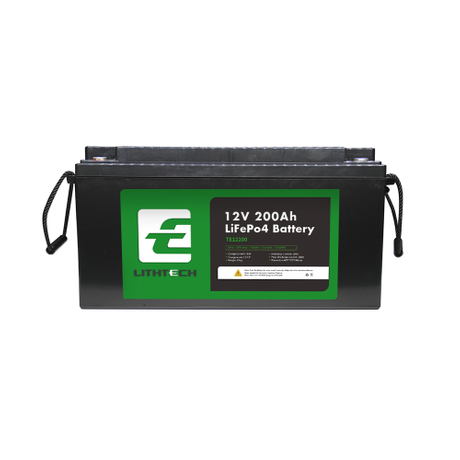 Lithtech TE12200 Deep Cycle Lithium Ion 12V 200Ah Lifepo4 Battery For Rv/Boats/Marine Use