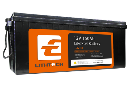 Lithtech LT12150 Deep Cycle Rechargeable 12v 150Ah Lifepo4 Solar Storage Car Battery Lithium Ion Battery 12V 150Ah 