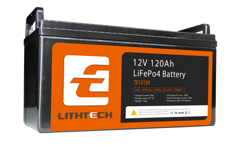 Lithtech 12V 120Ah Solar Battery Pack Deep Cycle BMS