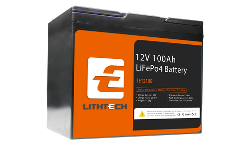 Lithtech Solar Battery 12v 100ah Lifepo4 Battery Lithium Ion Battery 1.28kwh for Solar Energy Storage System