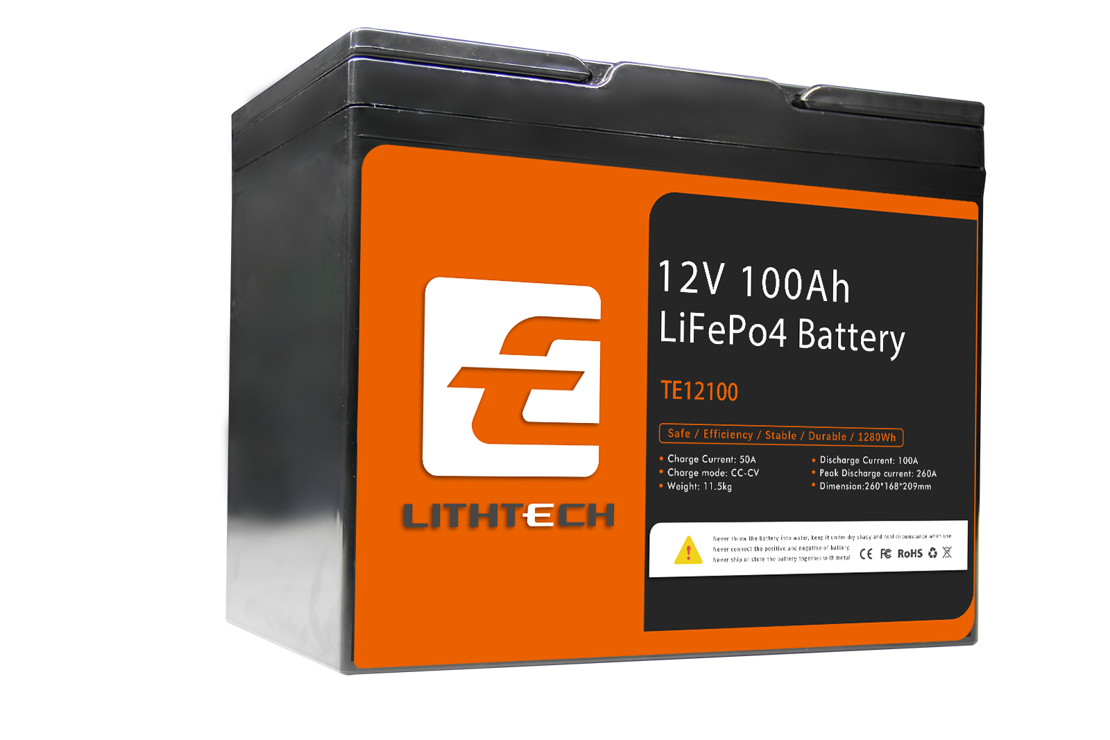 Lithtech 5 Years Warranty Cycles 100ah 12v Lifepo4 Lithium Battery